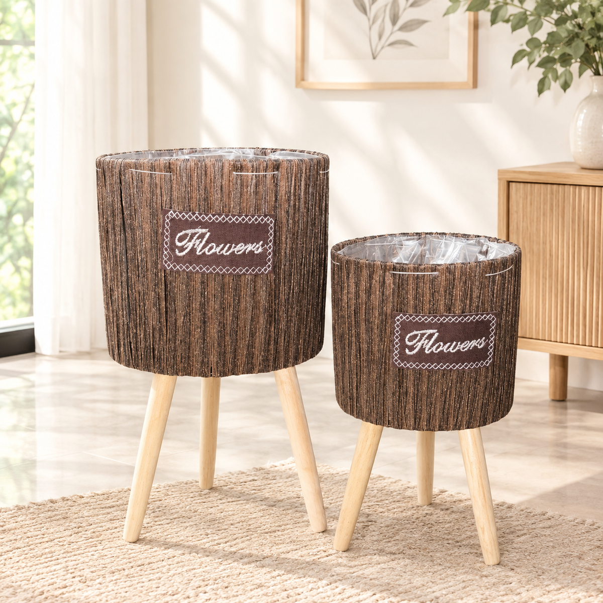 Natural Handwoven Planter Stand