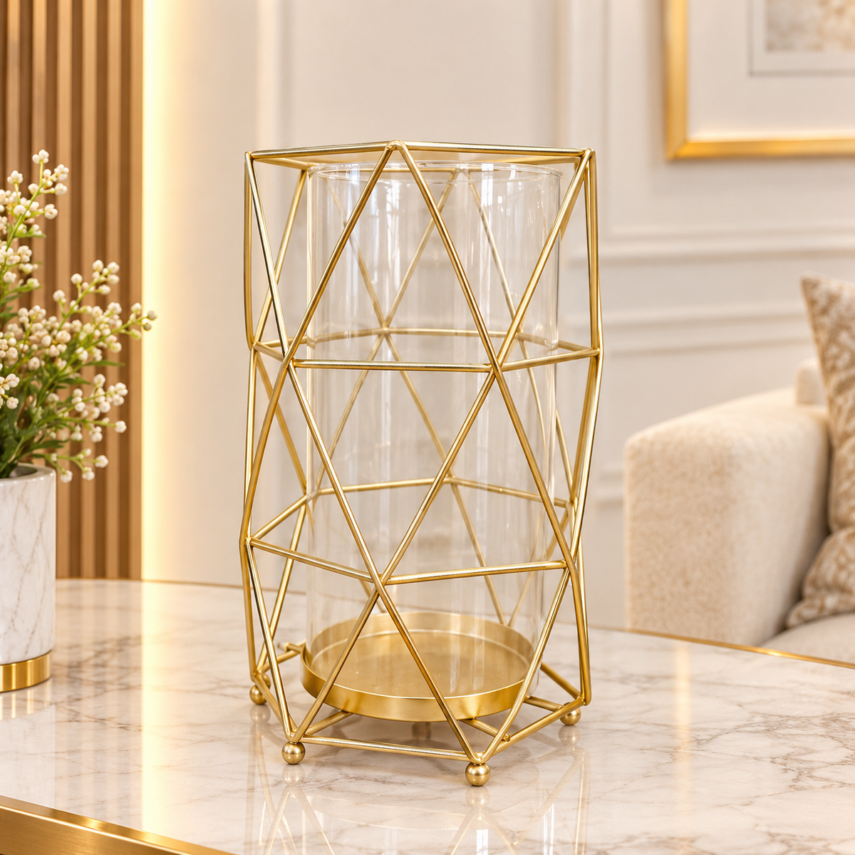 Metal & Glass Candle Stand
