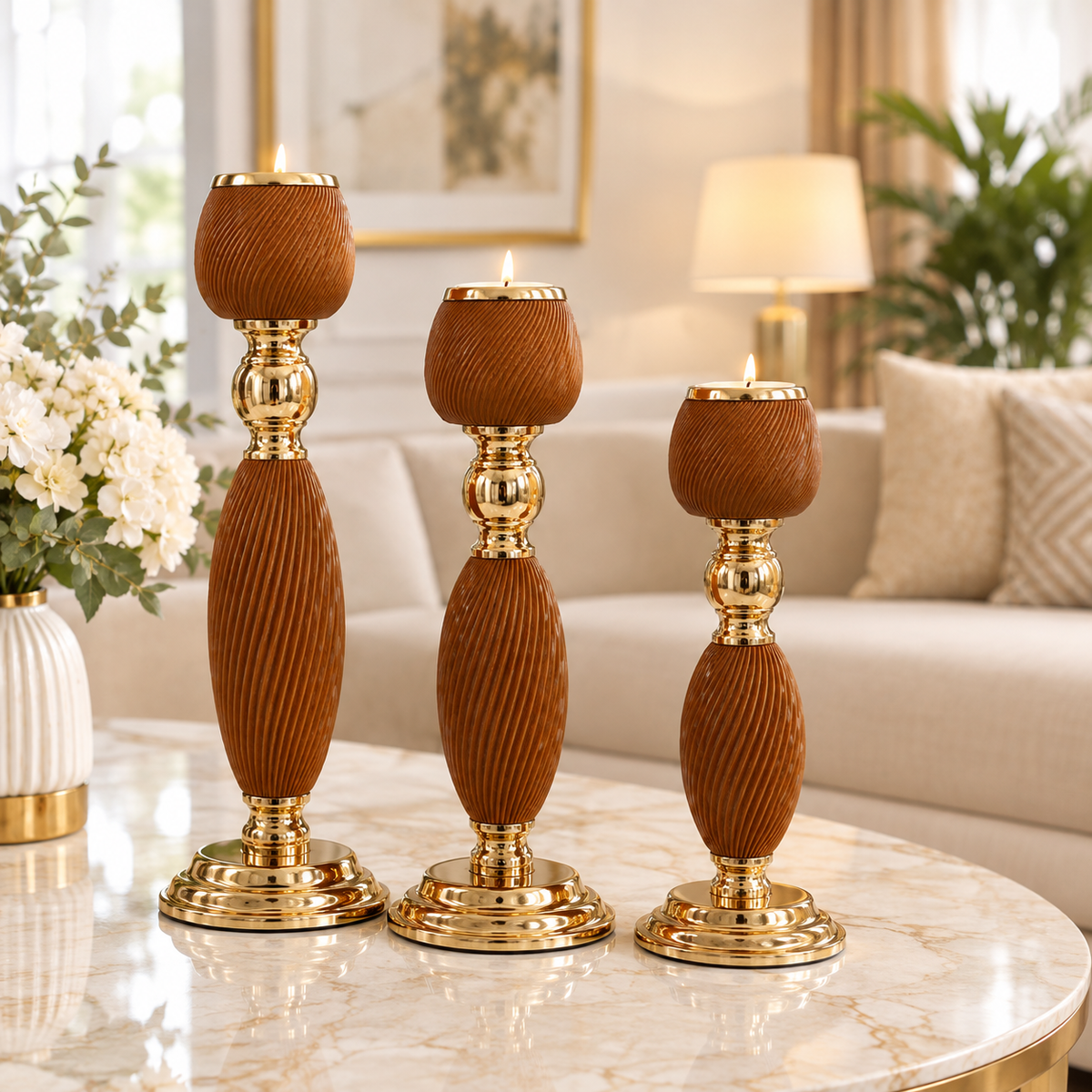 Metal Candle Stands 3 Pcs Set