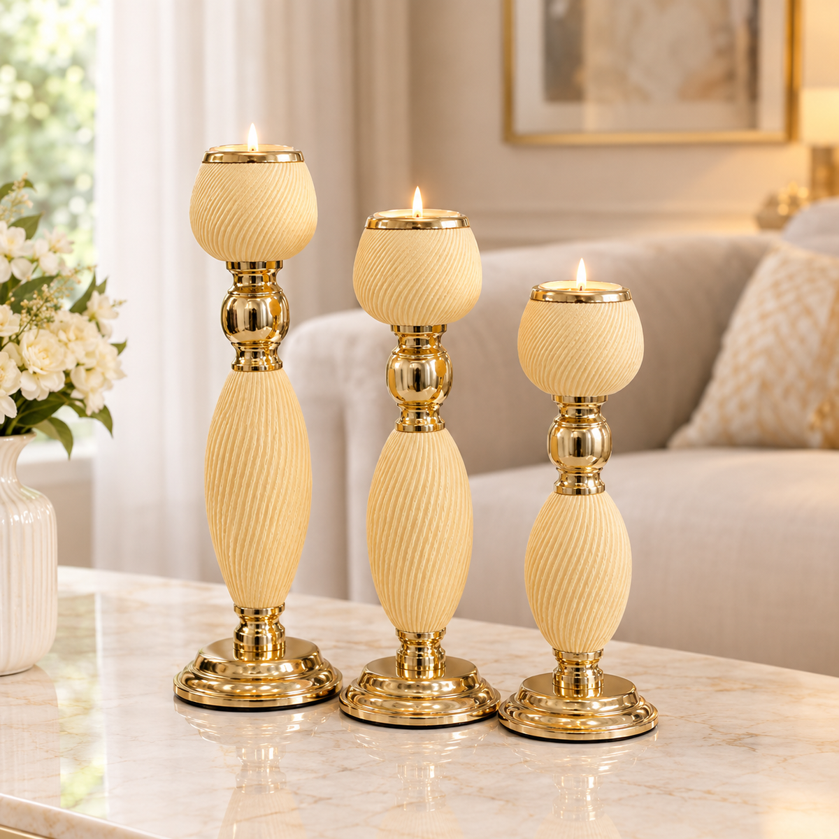 Metal Candle Stands 3 Pcs Set