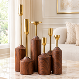 Metal & Wood Candle Stands 6 Pcs Set