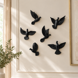Resin Sparrow Birds Wall Hanging 6 Pcs Set